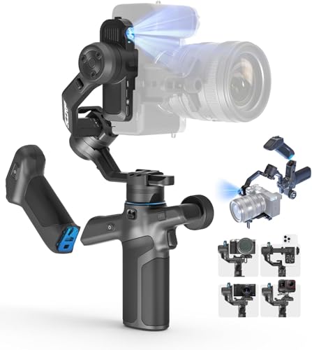 FeiyuTech SCORP Mini 3 Pro Camera Gimbal Stabilizer with AI Tracking, 2KG Payload, Detachable Remote Handle, 3-Axis All in One Handheld Gimbal for Sony/Canon/Nikon/Panasonic/Gopro/Smartphone