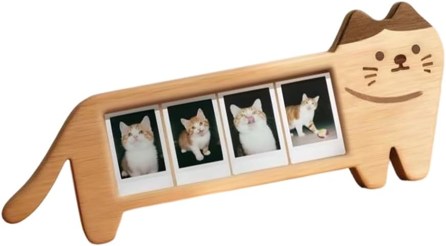 Mini Photo Frame Wooden Picture Frame for 4 Photo Cats Shaped Picture Frame