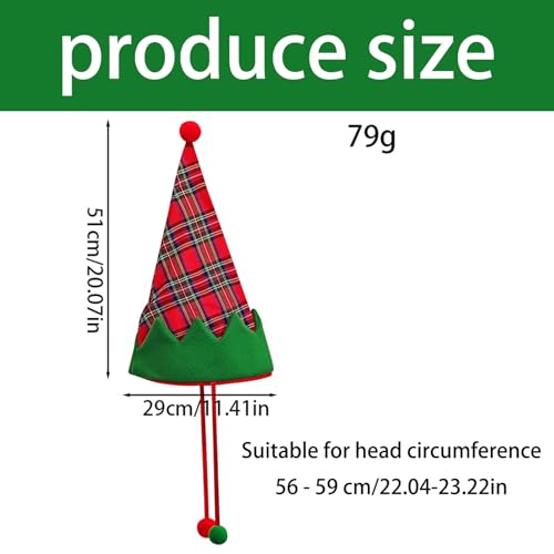 Bonnet de Noël à carreaux anti-irritation pour déguisement adulte et enfant