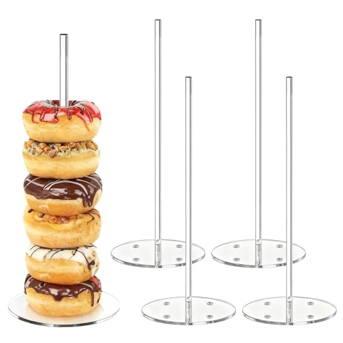 Donut-Display, 5-teiliger Acryl-Turm mit gestuftem Design, Bagel- und Dessertständer für Partys, einfache Montage, Servierwerkzeug, Buffet-Zubehör für Hochzeit, Geburtstag, Weihnachten