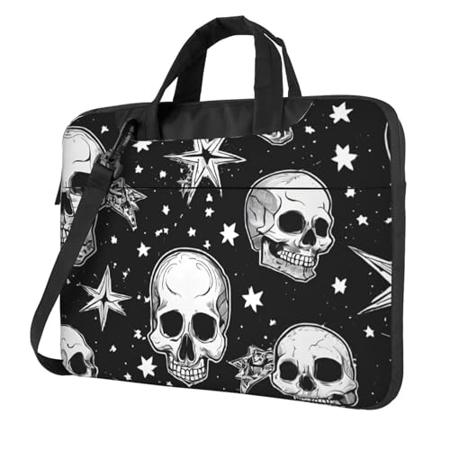 Sac ordinateur portable motif crâne punk blanc antichoc à bandoulière