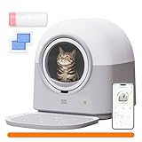 HHOLOVE Self Cleaning Cat Litter Box TY Pro, 60L Extra Large Open Automatic Litter Box App Control, Anti-Pinch for Multi Cats 3-20lbs, Advanced Odor Control with Mat&Liner(Grey)