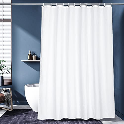 Ufriday 72 X 78 Long Shower Curtain Liner, White Fabric Shower Curtain,Waterproof With Rust Proof Metal Grommets,Washable #TOP21