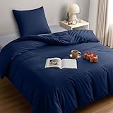 Utopia Bedding Bettwäsche 135x200 Set - Mikrofaser Bettbezug 135x200 cm + 1 Kissenbezug 80x80 cm -Blu Navy