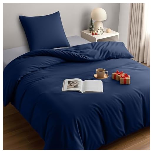 Utopia Bedding Bettwäsche 135x200 Set - Mikrofaser Bettbezug 135x200 cm + 1 Kissenbezug 80x80 cm - Marineblau