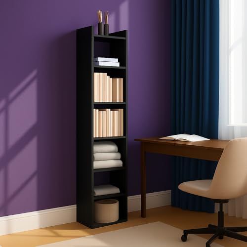 Image of Callas 7 Layer Multipurpose Engineered Wood Bookcase | Storage Organizer for Adults & Kids | Multi-Purpose Shelf for Books, Toys & Home Office Use (BR-07-Black)