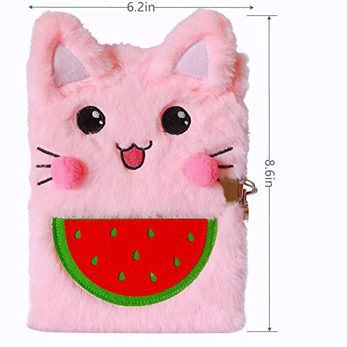 Luolizon Cat Diary For Girls With Lock And 2 Keys,Kids Journal Notebook Gift Set With Multicolored Pen, 80 Sweet Heart Lined Sheets #TOP2