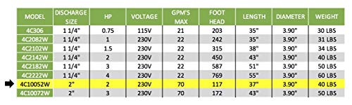 Schraiberpump 4C306-4" Deep Well Submersible Pump 3/4Hp 115V 203Ft 80Psi Max 21Gpm 2 Wire #TOP7