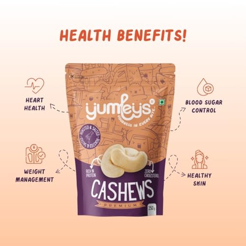 Image of Yumleys Premium Roasted and Salted Cashews | Combo Snacks 500g (2 x 250g) | Rich in Protein | Crunchy & Delicious