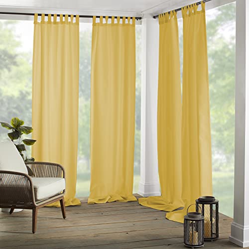 Elrene Home Fashions Matine Weatherproof Tab-Top Indoor/Outdoor Solid Color Curtain Panel for Porch, Pergola, Patio, Deck, 52”W x 84”L, Yellow by Threadmade - Used condition - CA$30.13
