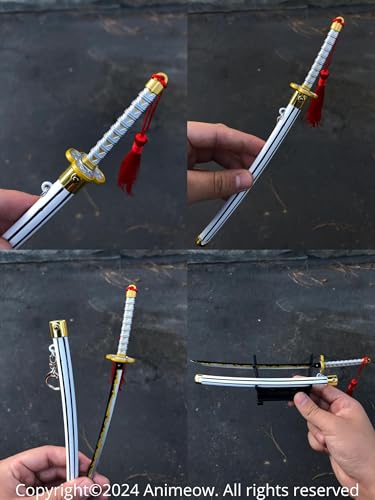 Image of Mini Katana Keyrings | Aesthetic Miniature with Ejection Button | Complimentary Display Stand | Handcrafted and Handpainted |