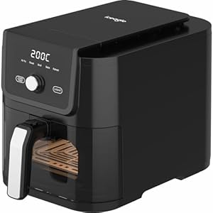 iceagle Airfryer XL 5,5 l – Airfryer met kijkvenster | friteuse zonder olie, intuïtief led-display, 5 programma’s, instelbare temperatuur, 1500 W, recepten