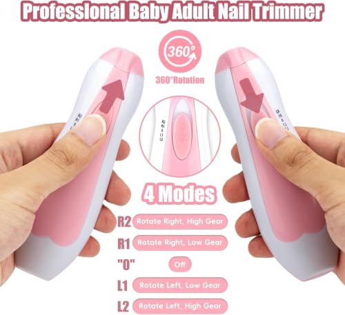 Image of Qunlions life Electric Nail File Drill For Baby No Sharp Claws Hurt, 18 In 1 Safety Cutter Trimmer Clipper For Toes And Fingers (Pink Upgrade) - 1 Count