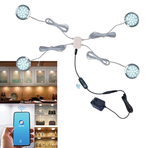 CRISETEK Smart LED Puck Lights with APP Control, Dimmable Cabinet Lighting with Bluetooth, Music...