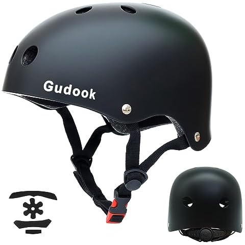 Gudook Skateboard Bicycle Helmet - Adult/Youth/Kids Skate Helmets for Multi-Sports Cycling Roller Skate Inline Skating BMX Commuting Adjustable Bike Helmet (Medium(54-57cm)) Cover