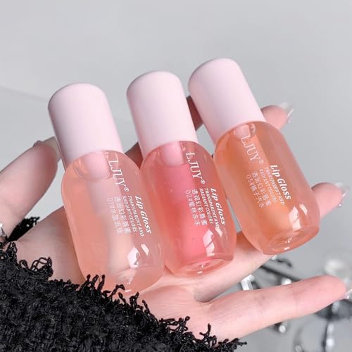 Lip Gloss | Long-Lasting, Moisturizing, Plumping, Revitalizing for Dry Lips, Waterproof, No Peel Off, Hydrating, Nourishing Crystal Clear（3pcs）