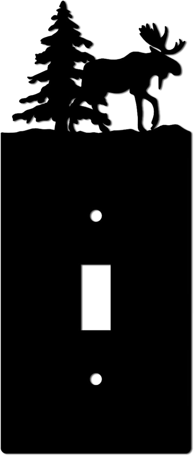 Moose Light Switch Covers Wall Plate, Metal Decorative Plates Outlet Covers(Triple Rocker GFCI)