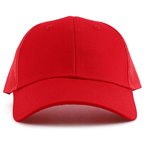 Armycrew Youth Size Kid's Cotton Twill 6 Panel Trucker Mesh Baseball Cap - Red #TOP1