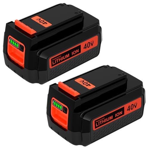 TOPBATT 2-Pack 3000mAh 40 Volt Max Battery Replacement for Black and Decker 40V Lithium Battery LBX1540 LBX2040 LBX2540