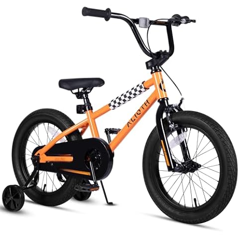 vollsch BMX Style Kids Bike for 2-8 Years Old Boys Girls 16 Inches Toddlers Bicycle with Coaster Brake Training Wheels, Orange Cover
