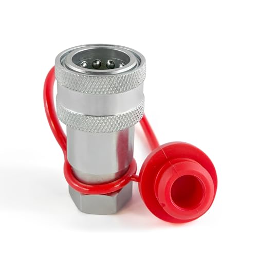 Image of 3 /8 inchBody 3 /8 inch NPT Thread Ag ISO 5675 Hydraulic Quick Connect Pioneer Style Coupler with Dust Caps