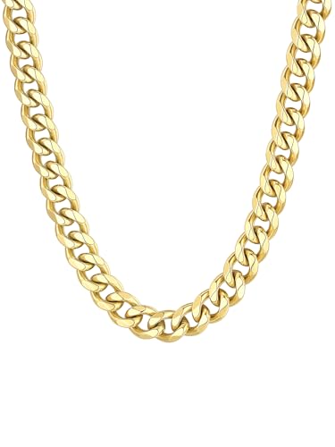 ChainsHouse 46cm Collar Oro Grande de Acero Hombre Mujer Cadenas Cuello Cubanas, Stainless Steel Necklace Men Sweatproof