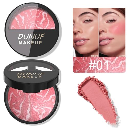 Image of SUAKE Brighten Baked Blush Contour Palette, 2-in-1 Blush & Highlighter Hybrid - Pressed Powder-Butter Cream, Marbleized, Intensely Pigmented Natural Finish, Buildable Color (Blush-A01)