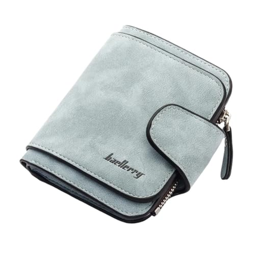 Portefeuille de voyage court et compact en polyuréthane bleu pour femme