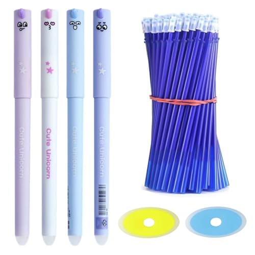 Nhq Bolígrafos Gel Borrables,Boligrafos Bonitos,4 Piezas Tinta Gel Bolígrafo 0.5 Bolígrafos De Unicornio Con 50 Recambios Y 2 Gomas Borrar,Bolis Divertidos,Para Oficina Escuela Papelería Estudiantes
