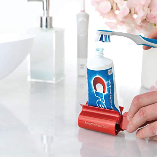 Image of Toothpaste Squeezer Tube Roller Stainless Steel Tube Squeezer Rollers, Saves Toothpaste, Creams, Puts an end to Waste (Red)