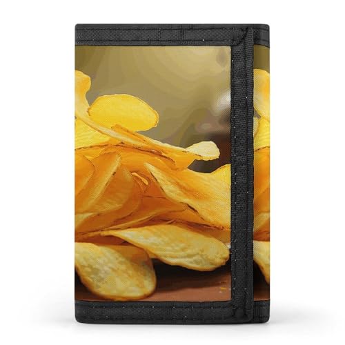 Potato Chips Trifold Wallet for Men - Money Clip Slim Wallets with Multiple Card Slots Minimalist Small Front Pocket Wallet for Everyday Carry