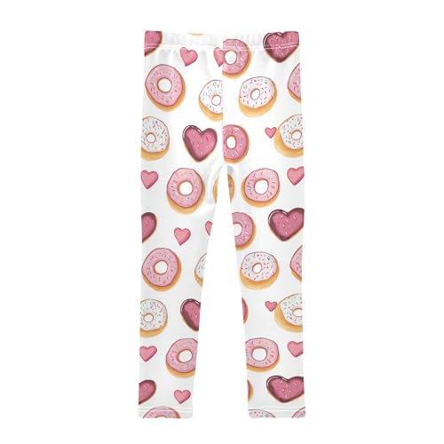 Wusikd Doughnuts Girls' Leggings Toddler Doodles Hearts Kids Yoga Pants Dance Active Tights 4T2