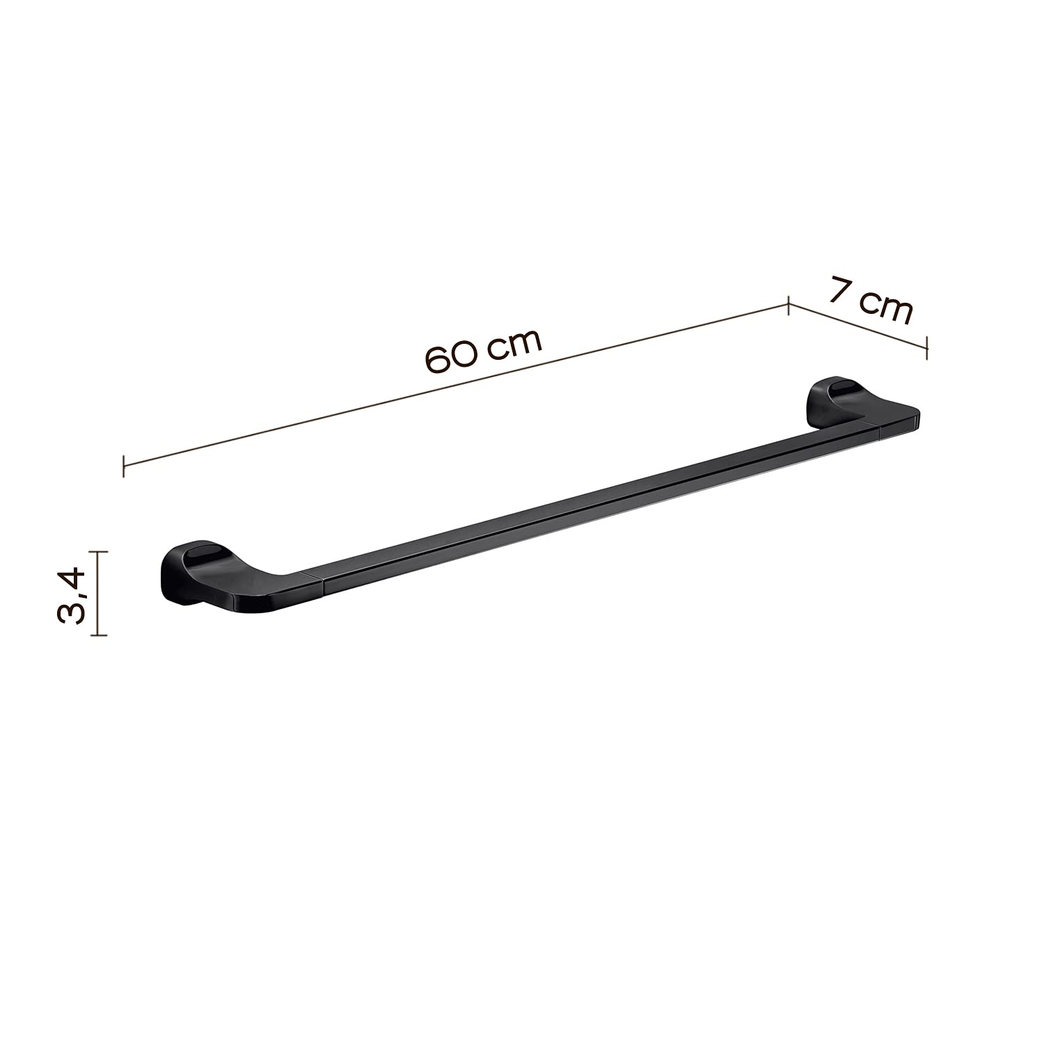 GEDY Porta Asciugamani Tonga Per Bagno - Design Italiano, Acciaio Inox E Cromall, Nero Matt, Fissaggio A Vite O Biadesivo, 30x6,9x4,7cm, Peso Max 7kg - 5