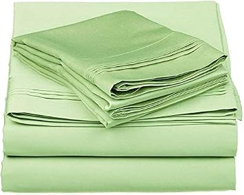 LaxLinen Super Soft Quality 100% Egyptian Cotton 6 PCs Sheet Set 30" Inch Extra Deep Pocket Emperor, Sage Solid 400-Thread Count