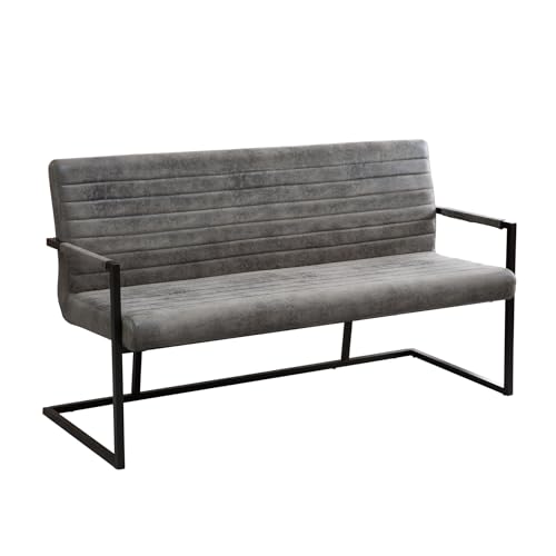 Riess Ambiente Hochwertige Freischwinger Bank LOFT 160cm Vintage grau mit...