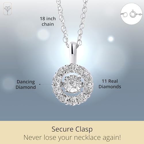 MAX + STONE Dancing Diamond Necklace for Women | Sterling Silver Pendant With 18 Inch Chain | Real Diamond Jewelry3
