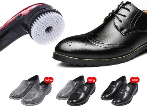 Portable Electric Shoe Polisher Brush with 5 Brush Heads, Handheld Shoe Shine Cleaner for Dusting, Oiling, Waxing & Polishing - Dual Power Supply for Easy Use (Silver)