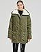MEWOW Women's Winter Mid Length Thick Warm Faux Lamb Wool Lined Jacket Coat (L, ArmyGreen)