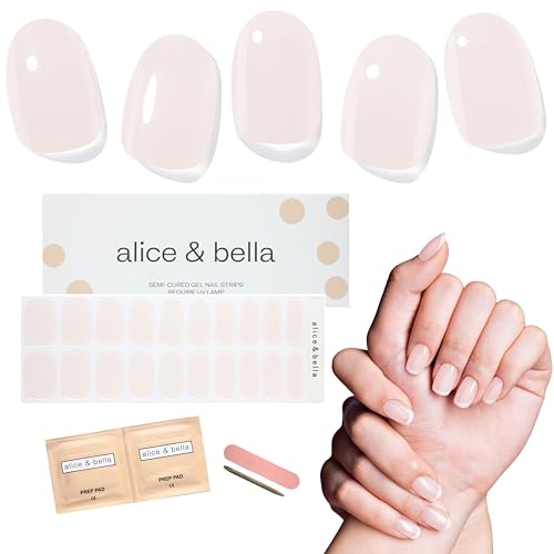 ALICE & BELLA Tiras de unhas de gel semicuradas - 20 peças de adesivos de gel de fortalecimento de u