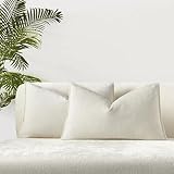 JUSPURBET Cream Chenille Lumbar Throw Pillow Covers 16x24 inch Set of 2 Decorative Soft Textured Cushion Cases for Living Room Sofa Couch Bed Solid Home Decor Broadside Pillowcases