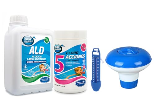 Tamar Pack Ahorro Mini Piscinas, Tabletas Cloro, algicida, clorador y termometro