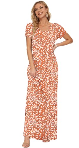 Image of AUSELILY Women's Classic Short Sleeve Loose Plain Casual Long Maxi Dresses for Women 2026
