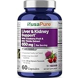 NusaPure Liver & Kidney Support with Cranberry Fruit & Milk Thistle Extract 650 mg 60 Capsules Non-GMO Soyfree Dietary Supplement