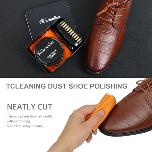 MAXIMILIAN Shoe Polish Kit 5 Pcs Shine Shoe Leather Care Kit for Shoe Care and Cleaning with Neutral & Polish, 100% Horse Hair Shoe Brushes, Natural Leather Cream, Shoe Horn Father\'s Day Gift for men - Thumbnail 5