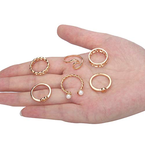 Onesing 25 Pcs Knuckle Rings For Women Stackable Rings Sets Girls Bohemian Retro Vintage Joint Finger Rings Gold Rings Set For Women Men Hollow Carved Flowers Crystal Rings #TOP3