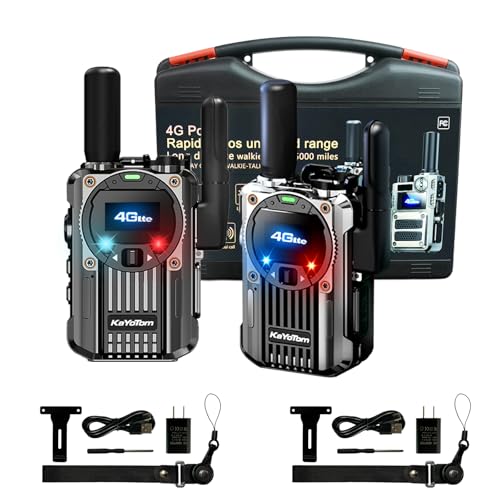 Global Walkie Talkie Unlimited Range 4G Ptt Radios Nationwide Fast radios 1-Year Free Data Handheld PoC Two Way Radios for Family, Logistics, and Company（2pcs with sim Card）