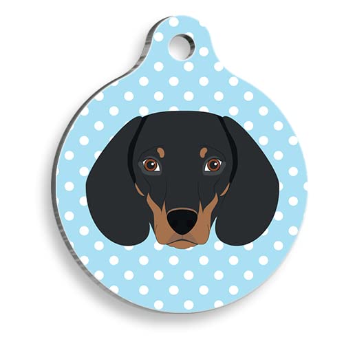 DACHOUND Personalized Dog Tag - Custom Name Tag - ID Tag for Dog & Cat - Customized Pet Tags - Dog Name Tag - Cat Name Tag - Engraved Dog Tag (Blue)