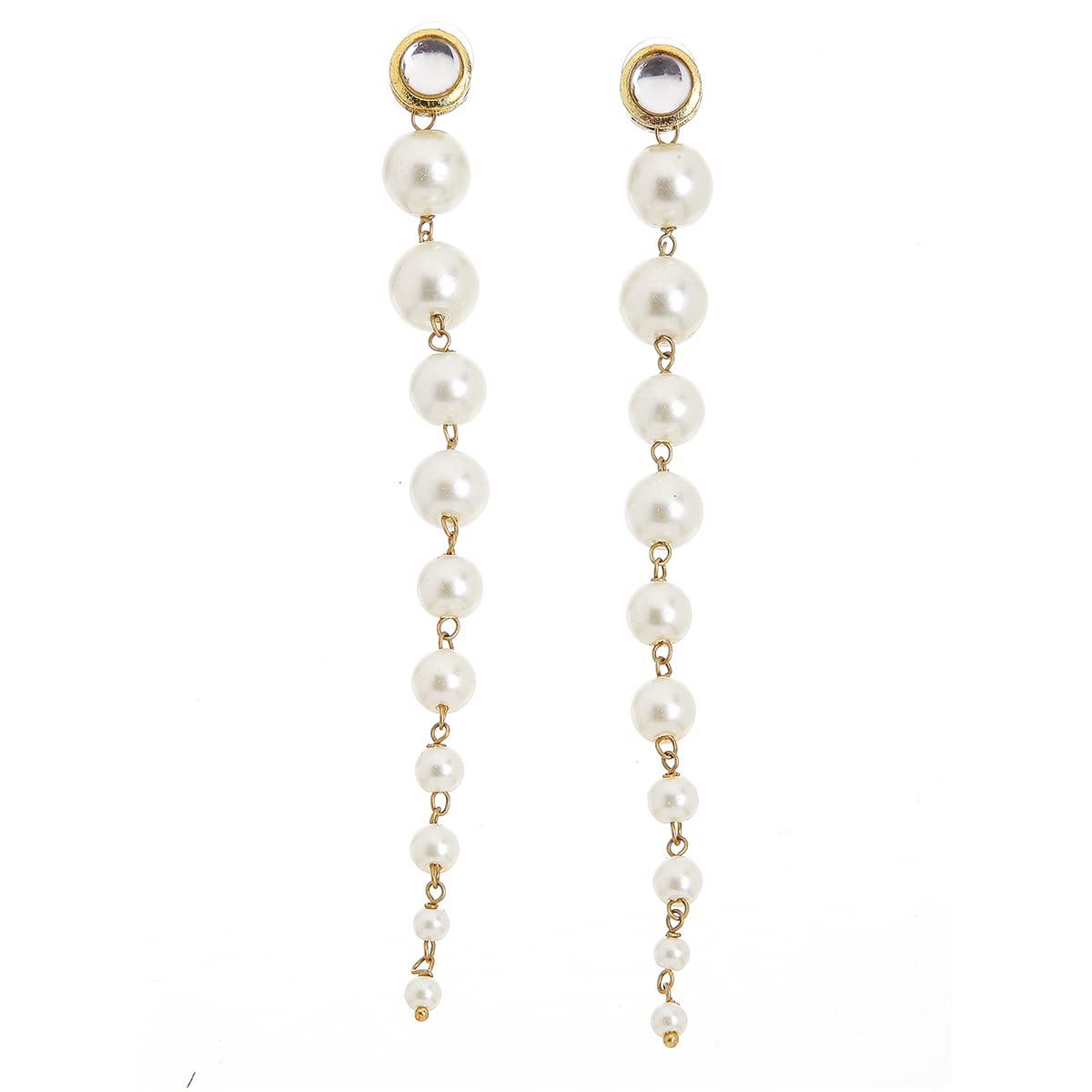 Karatcart Pearl Gold Plated Long Drop Earrings For womens