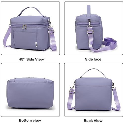 Image of NOL Natural Organic Lifestyle Insulated Lunch Bags for Women Cooler Bag Lightweight Nylon Waterproof Lunch Box For Work (Light purple, Medium(normal))