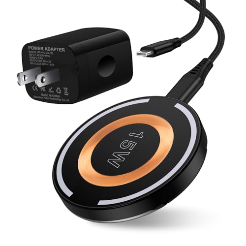 Samsung S24 Ultra Wireless Charger 15W Magnetic Fast Charging Pad for Galaxy S23/S22/S21/S20/Pixel 8a/8 Pro/7a/7 Pro/6,MagSafe Charger Stand with 20W Fast Charger Block for iPhone 15 Pro Max/14/13/12